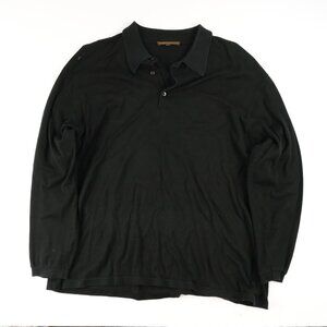 Robert Barakett Polo Shirt Mens L BLACK Long Sleeve Cotton